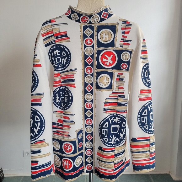 Gregg's Girl Tops - Gregg’s Girl 1970s Vintage Asian Style Print Top: Long Sleeve Knit Top